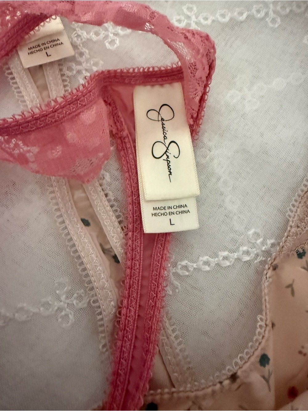 Jessica Simpson Pink and Nude Lace-Trim Thong Set - Picture 3 of 4